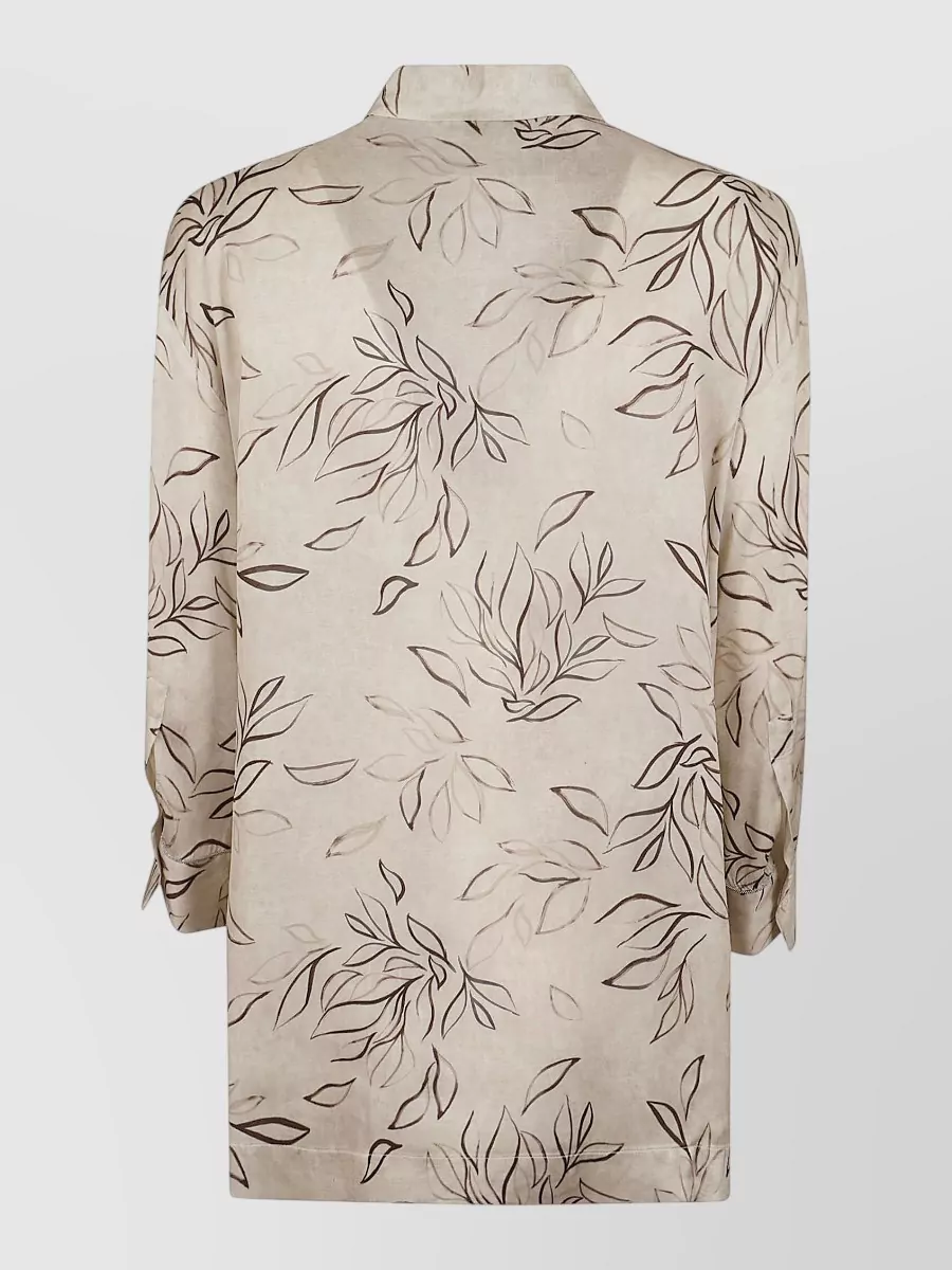 Peserico Satin Relaxed-Fit Three-Quarter-Sleeve Shirt