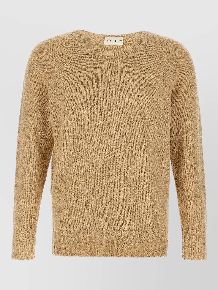 Ma'ry'ya bouclé v-neck long-sleeve jumper