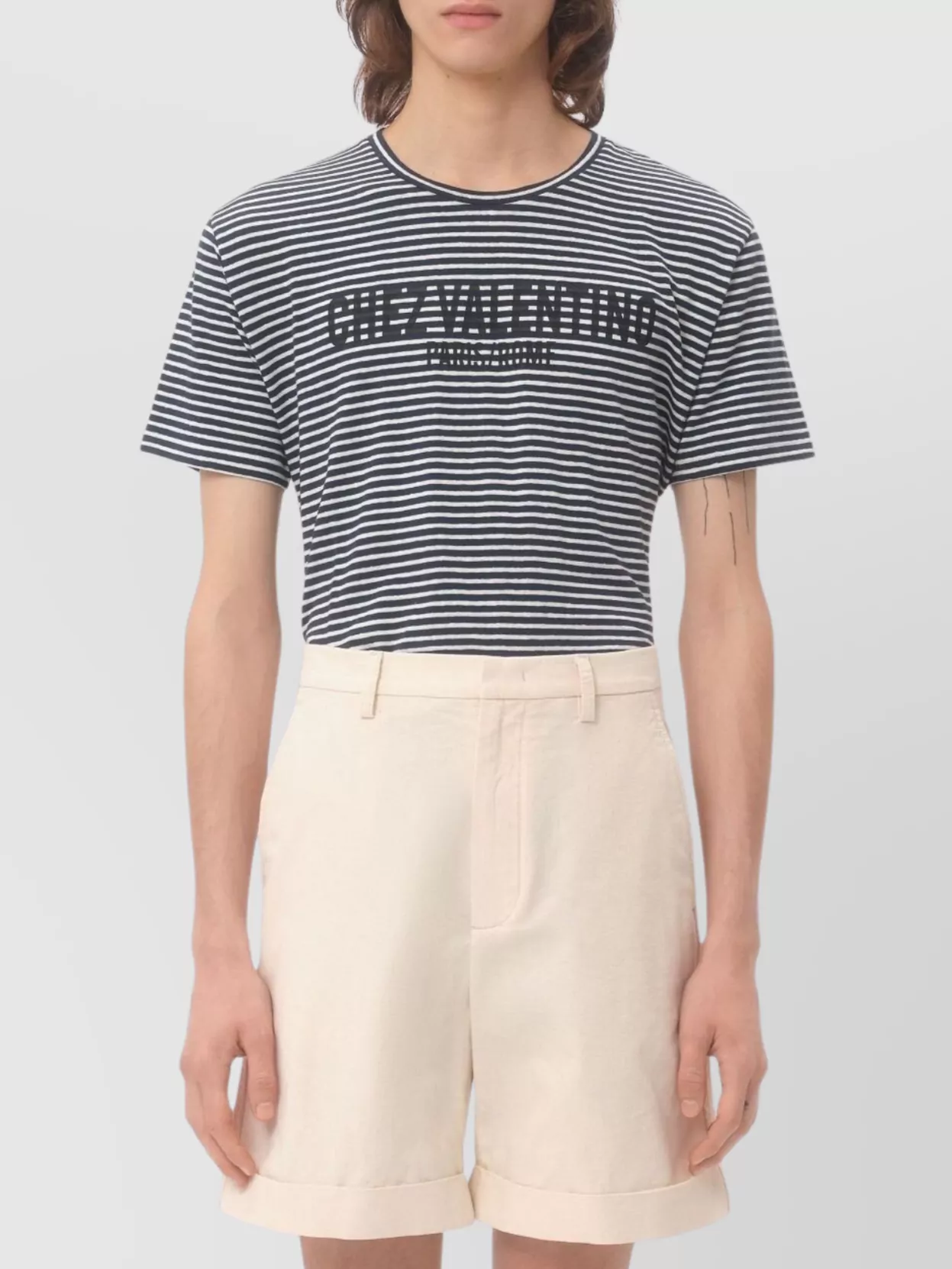 Valentino Cotton And Linen Striped T-Shirt