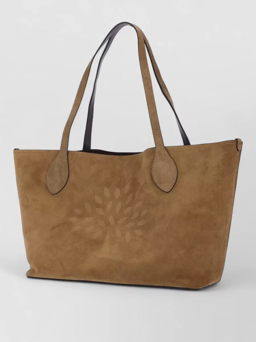 Mulberry Tote Bag Dual Handles Rectangular Suede