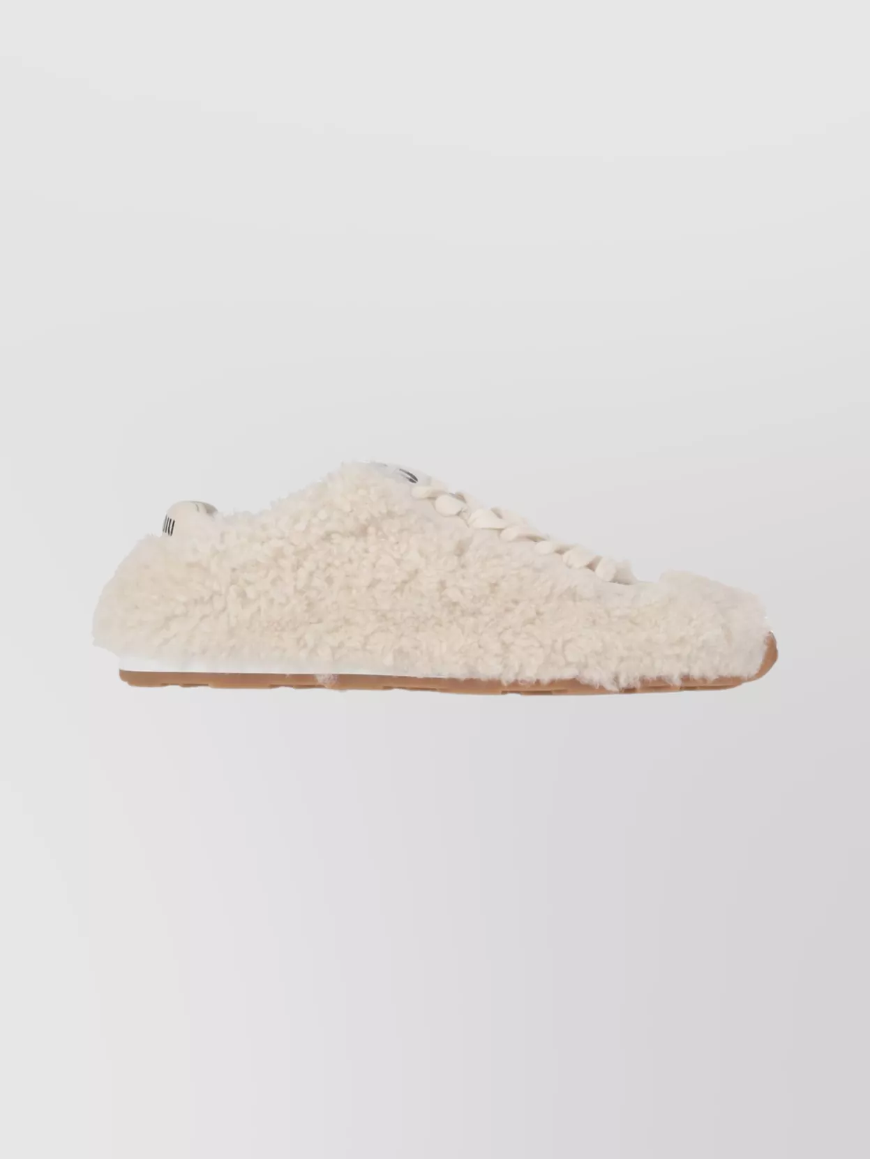 Miu Miu Lace-up Shoes With Faux Fur Texture In Neutral