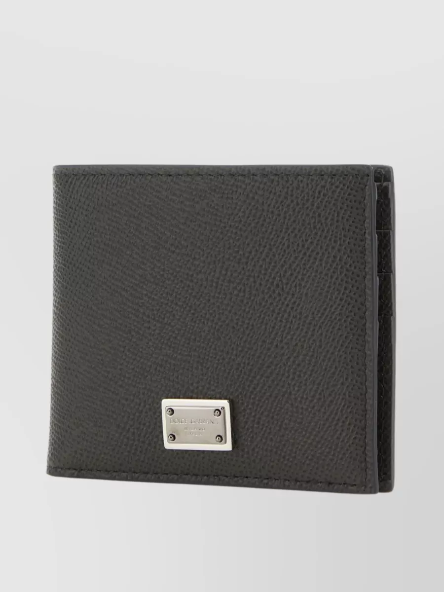 Dolce & Gabbana Bifold Pebble Leather Wallet In Black