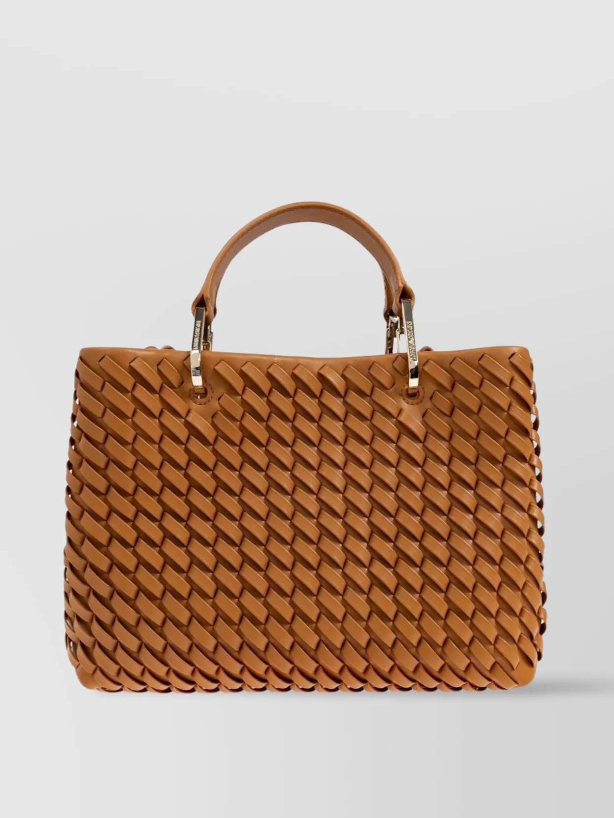 Emporio Armani Small Woven Tote Bag With Metal Hardware
