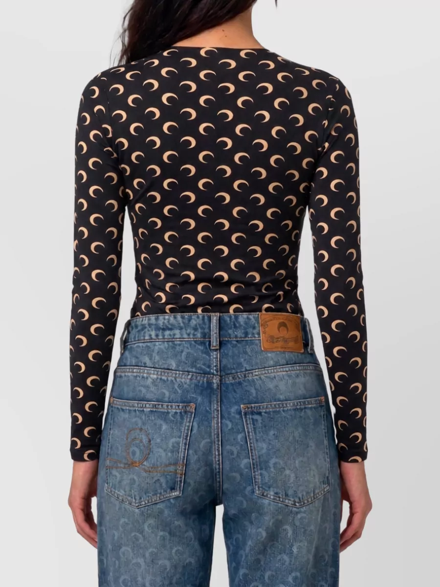 Marine Serre Printed Slim-Fit Long-Sleeve Jersey Top