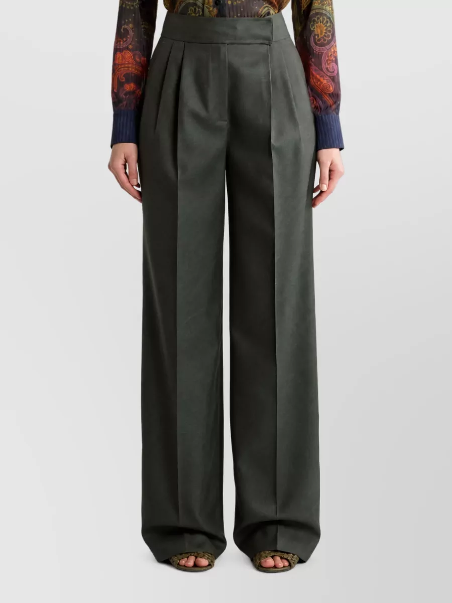 Etro Paisley Wool Pleated Tailored Trousers