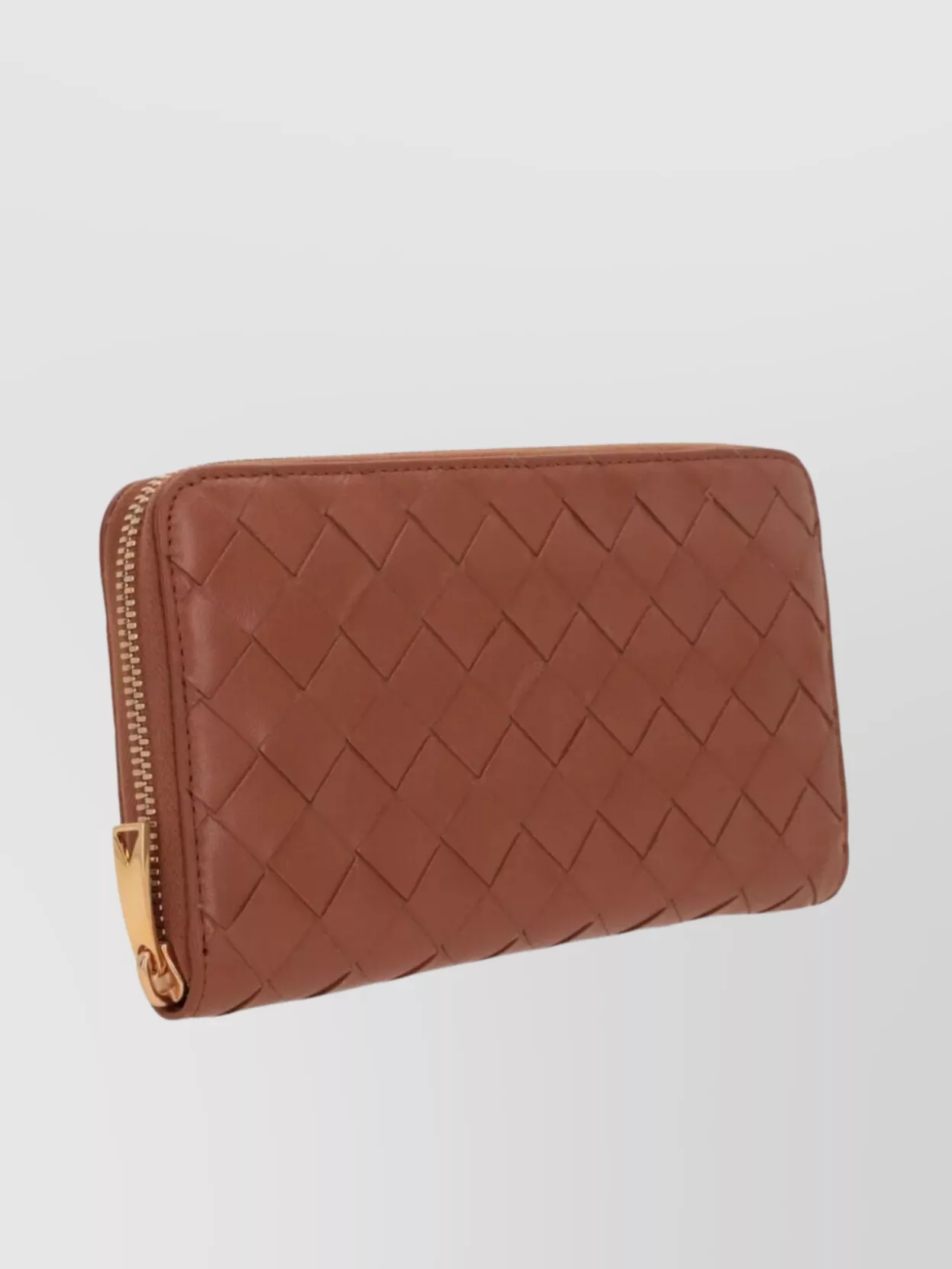 Bottega Veneta Large Woven Zip-around Wallet In Orange