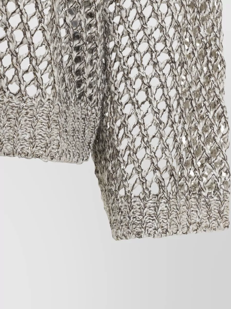 Brunello Cucinelli Open-Knit Sequin Sweater