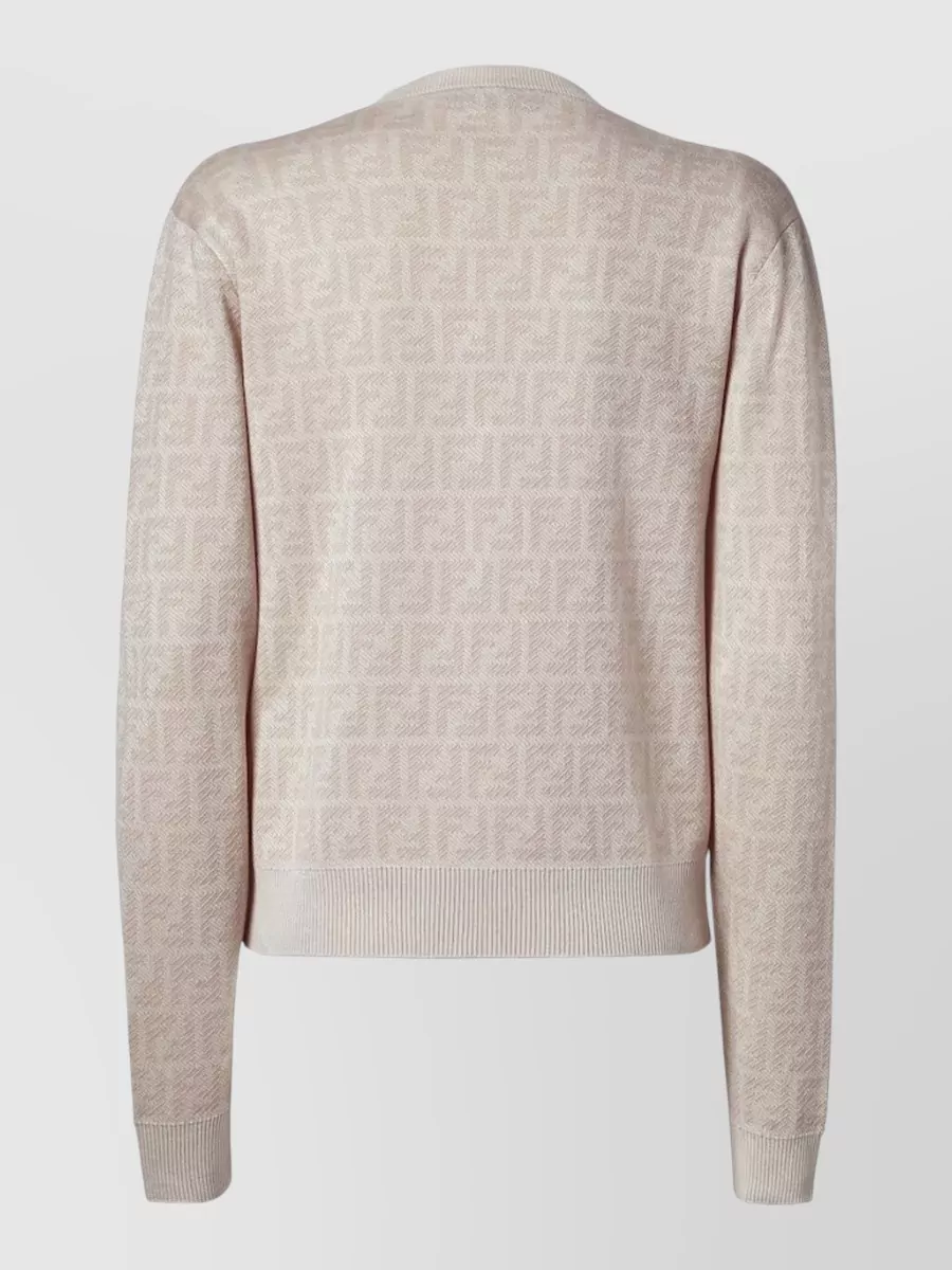Fendi Wool Slim-Fit Ribbed Ff Jacquard Cardigan