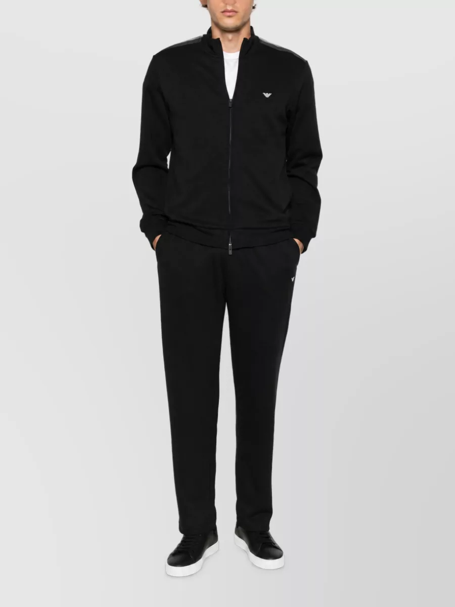Emporio Armani Striped High Neck Zip-Up Sweatshirt