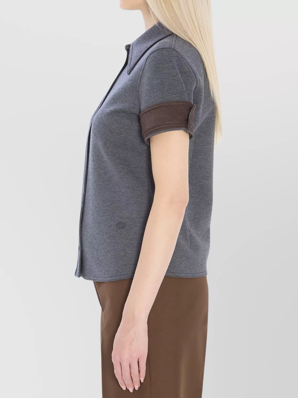 Gucci Jersey Shirt With Long Collar And Buttons In Gray