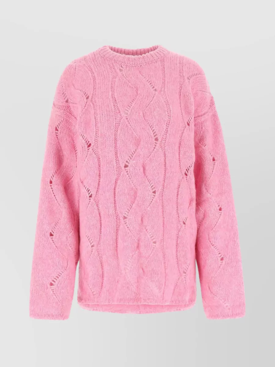 Shop Low Classic Alpaca Blend Cable Knit Oversize Sweater In Pink