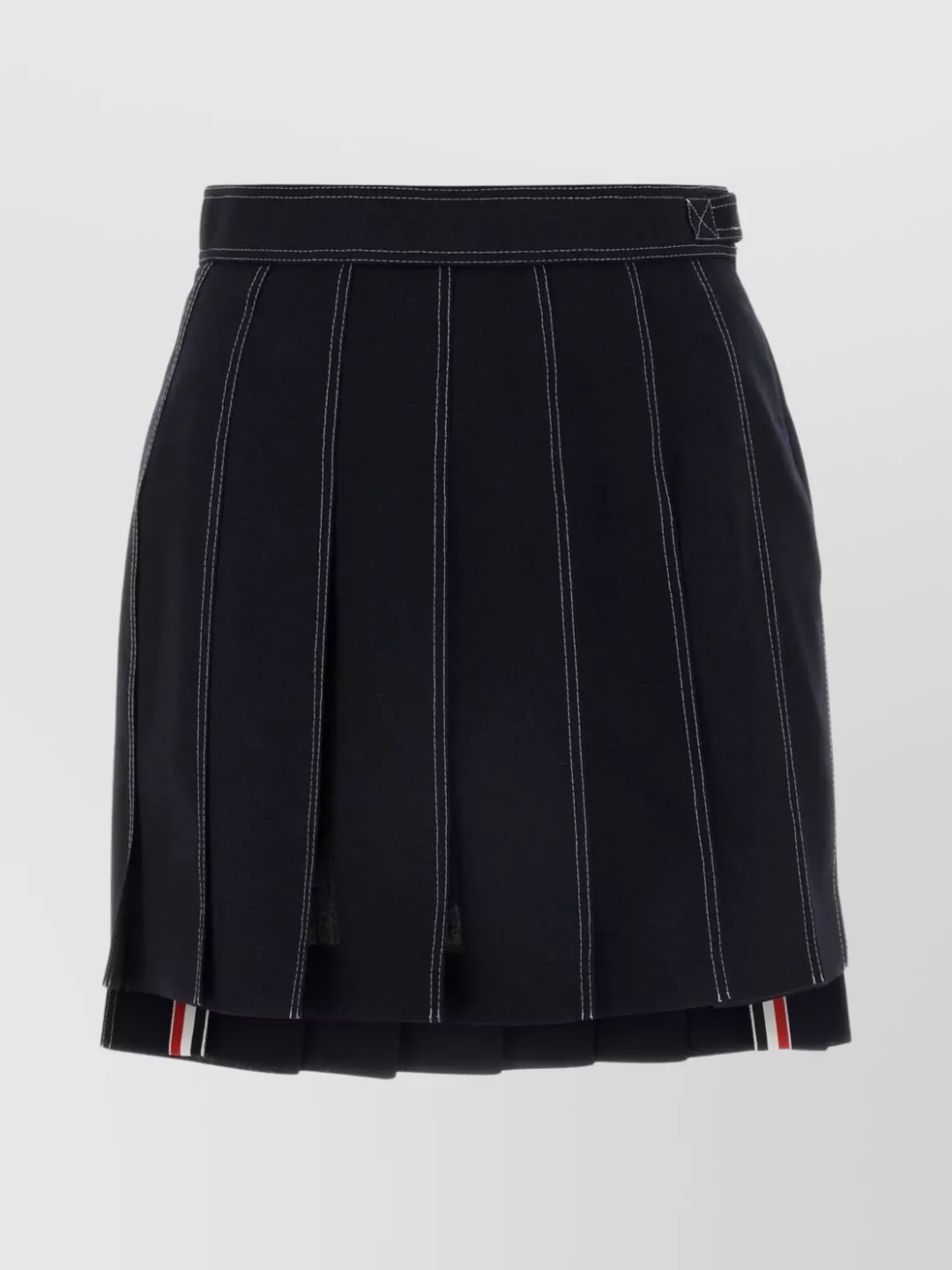 Shop Thom Browne Striped Wool Pleated Skirt