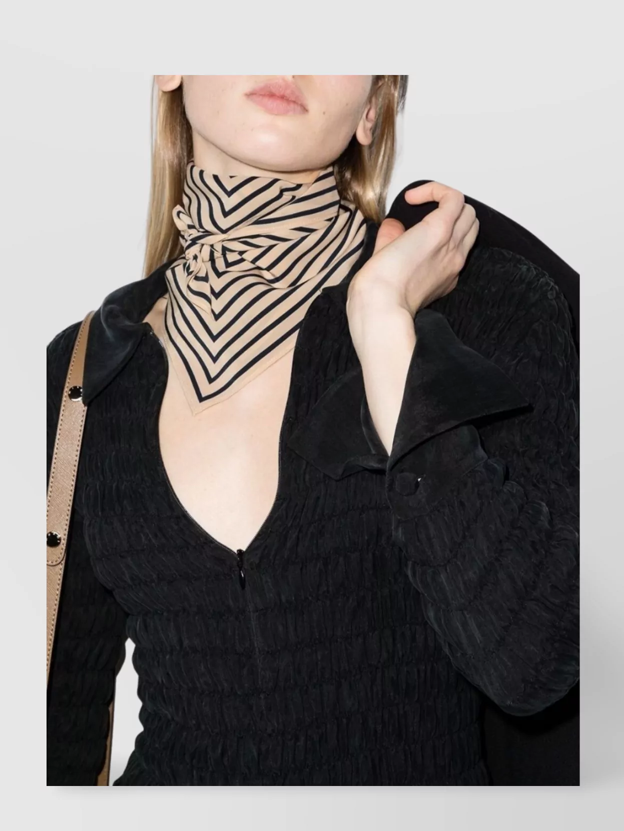 Totême Geometric Print Silk Scarf With Striped Edge