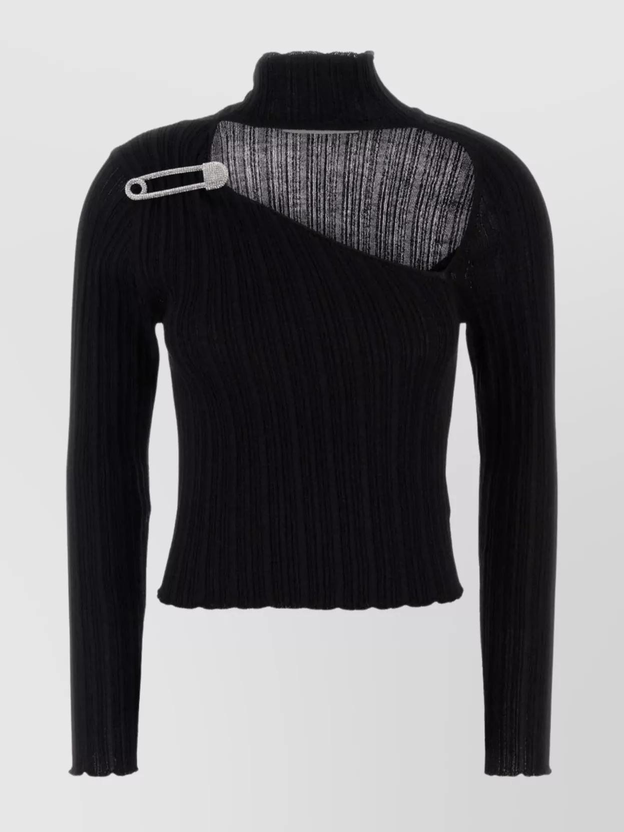 Giuseppe Di Morabito Asymmetric Long Sleeve Turtleneck Top In Black
