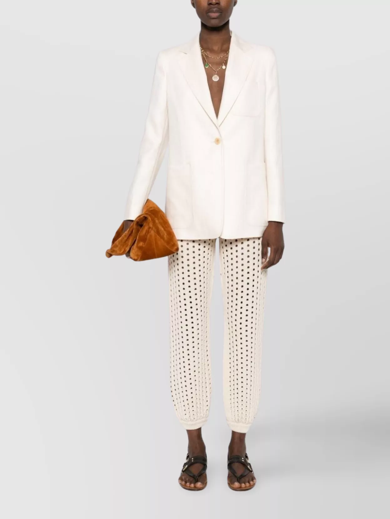 Max Mara Linen Single-breasted Blazer Jacket In White