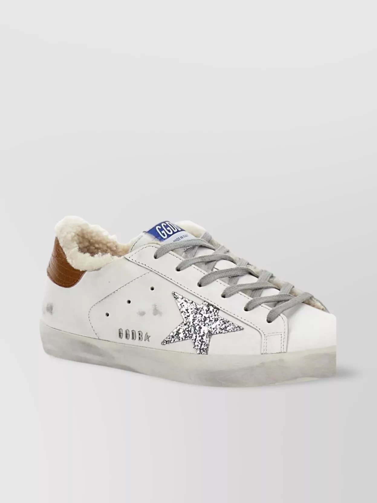 Golden Goose Sneakers Distressed Leather Glitter Star In White