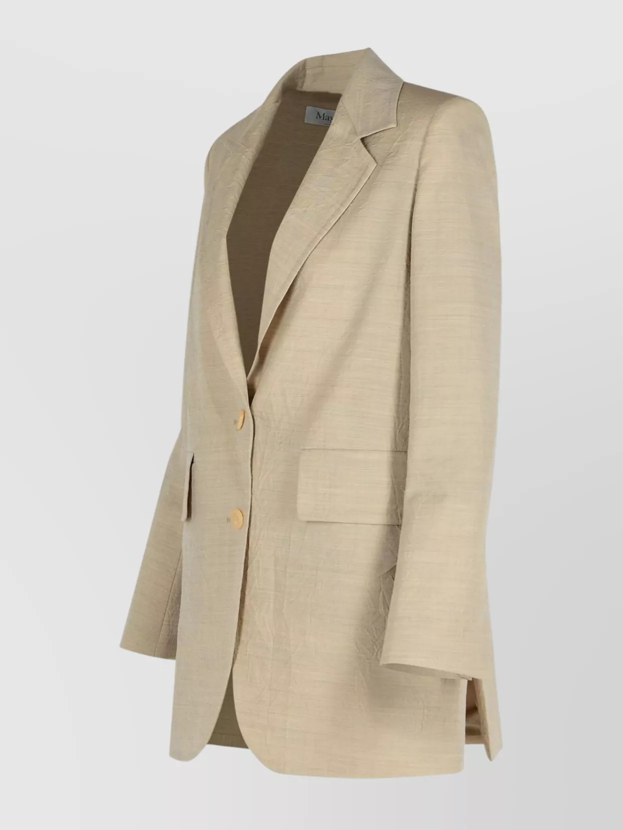 Max Mara Longline Textured Wool Jacket With Rear Vents
