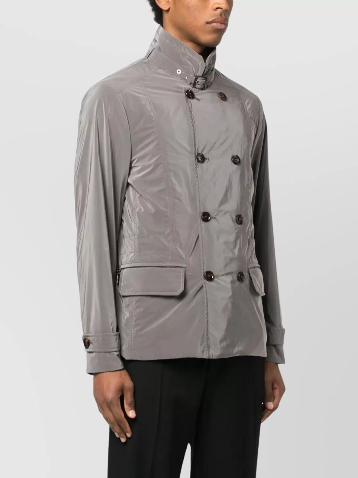 Moorer Nabucco Jacket Double-breasted High Collar In Gray