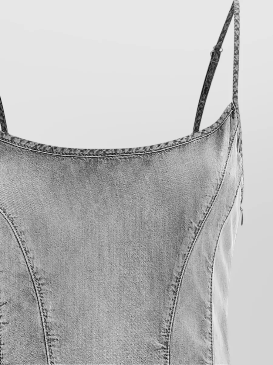 Diesel Denim Pleated Panelled Mini Dress