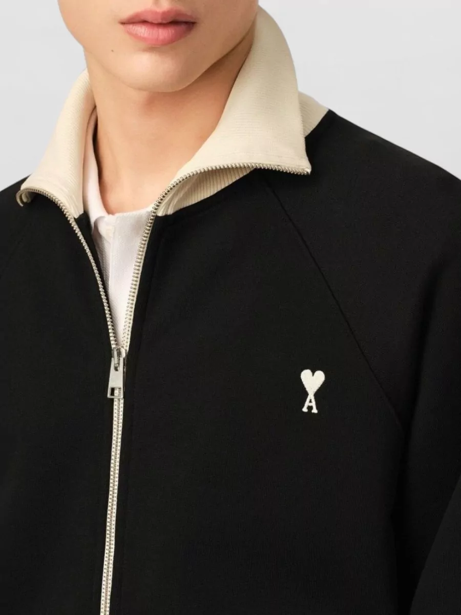 Ami Paris Cotton Boxy Zip Sweatshirt