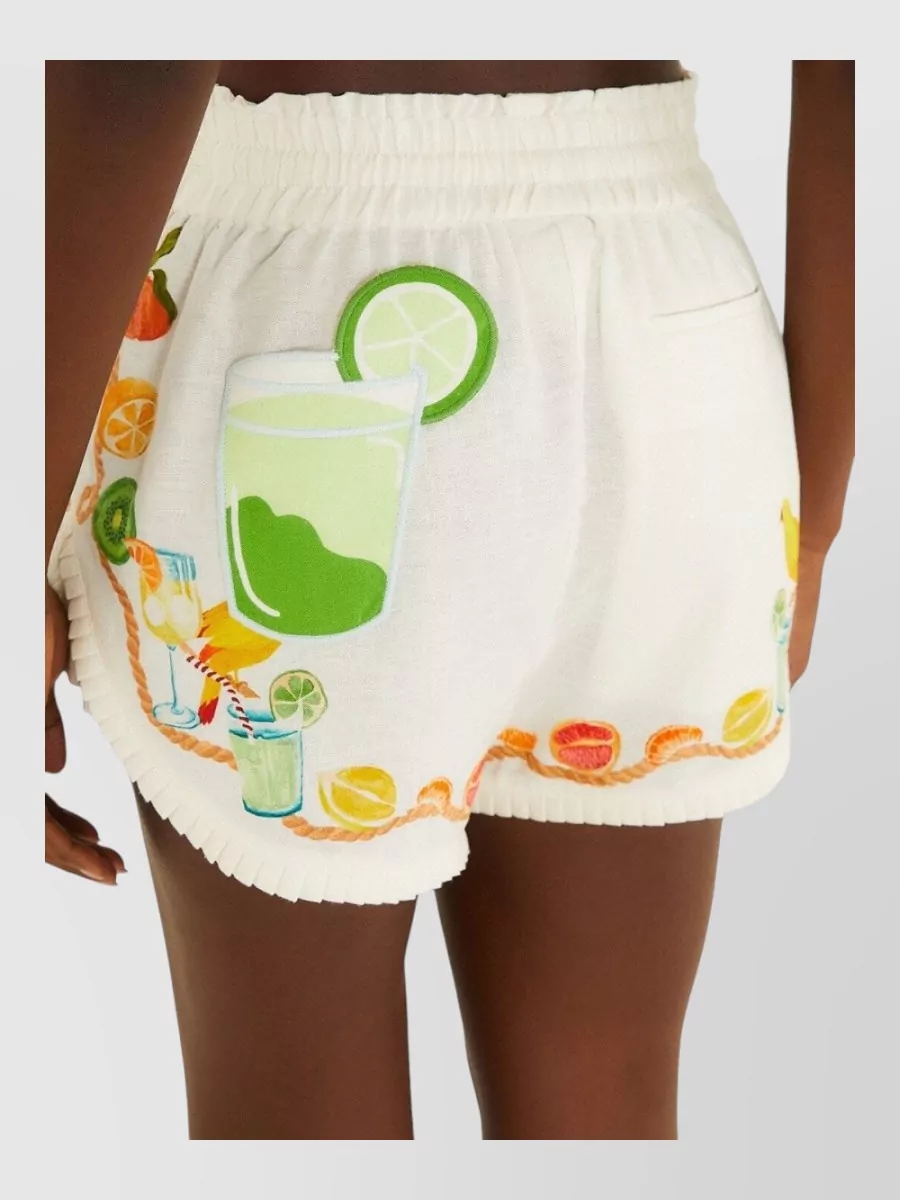 Farm Rio Linen Blend Printed Shorts