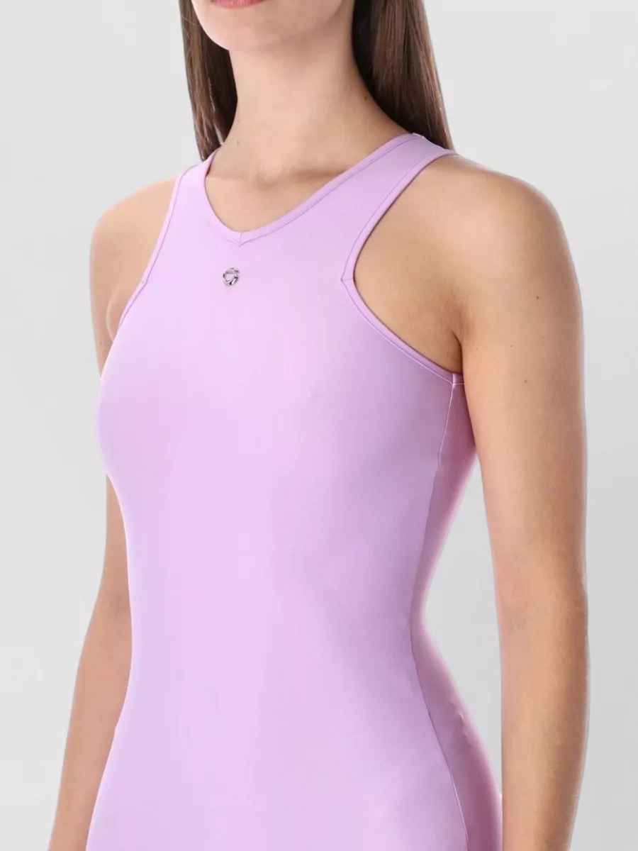 Coperni Midi Tank Dress Round Neck Slit In Purple