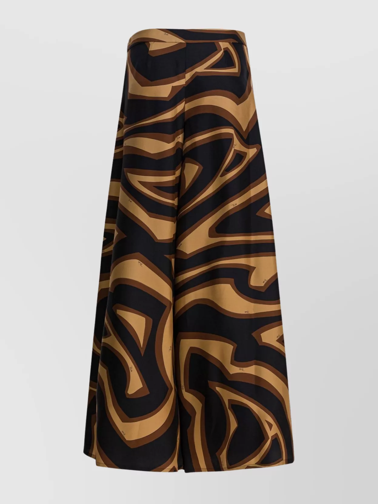 Pucci Labirinto Print Silk Wide Pants Trousers Black In Brown