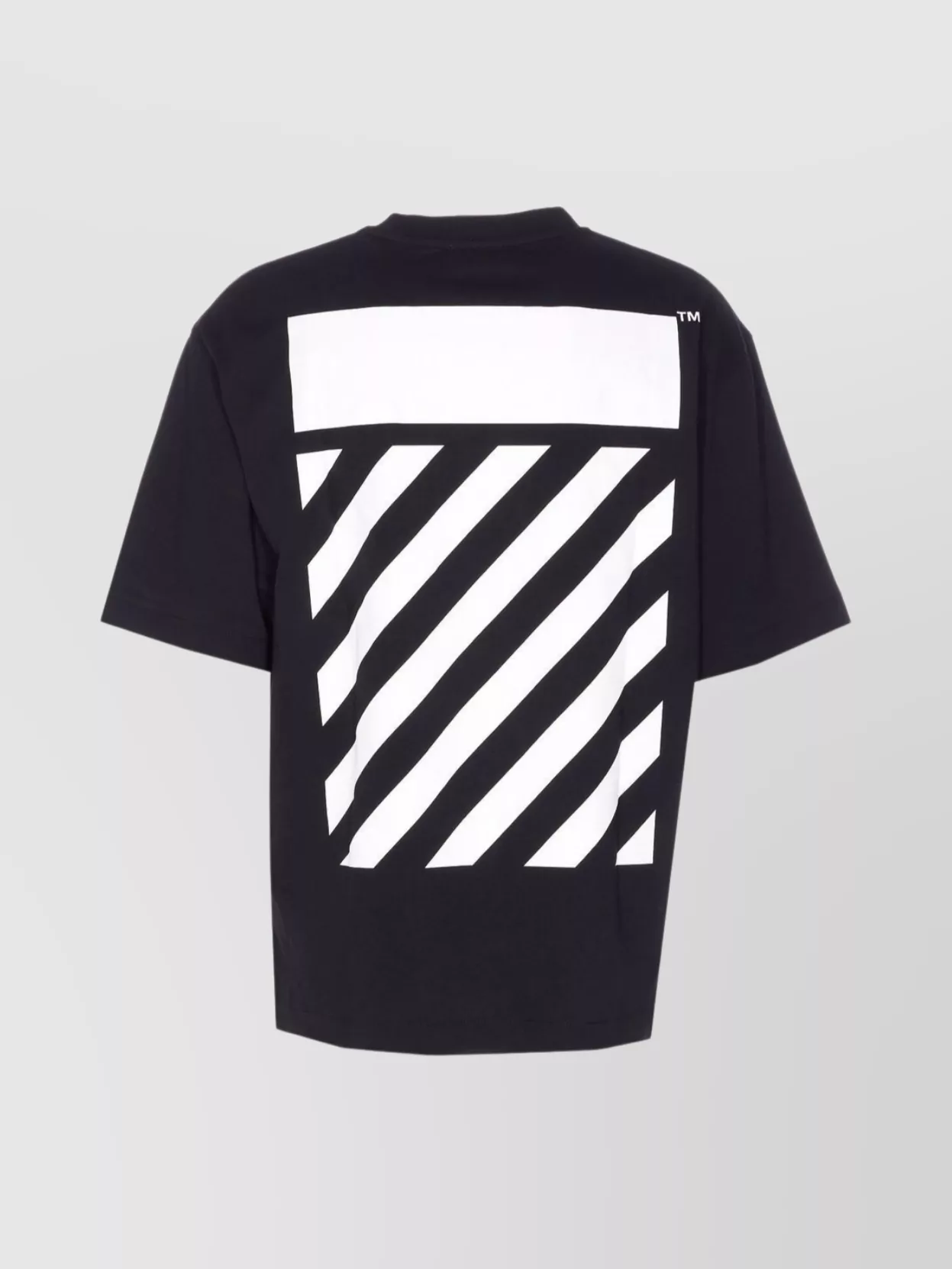 Off-white Black Crewneck T-shirt With Logo Lettering On The Front And Maxi Diagonal Motif On The Rear In Cotto In Blue