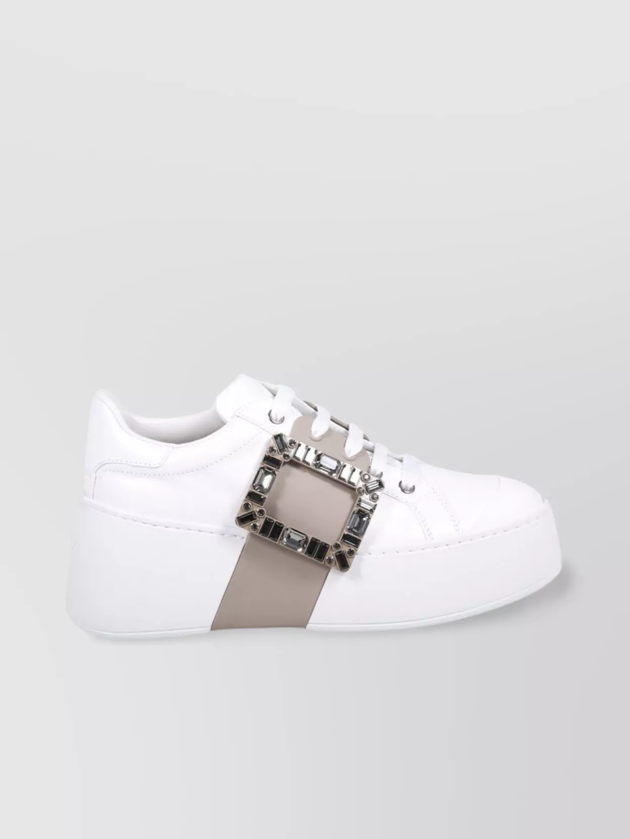 Roger Vivier High Top Crystal Buckle Sneaker Platform