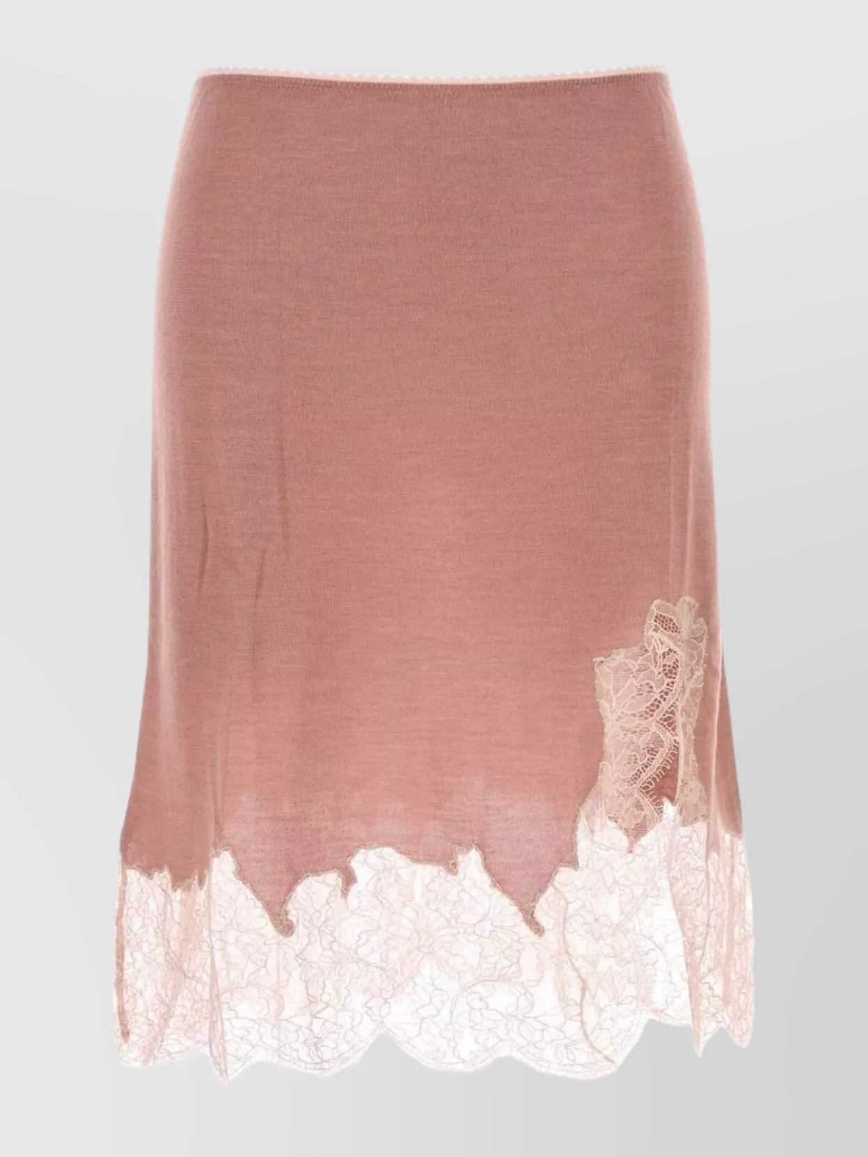 Fendi Cashmere Blend Skirt Featuring Lace Trim
