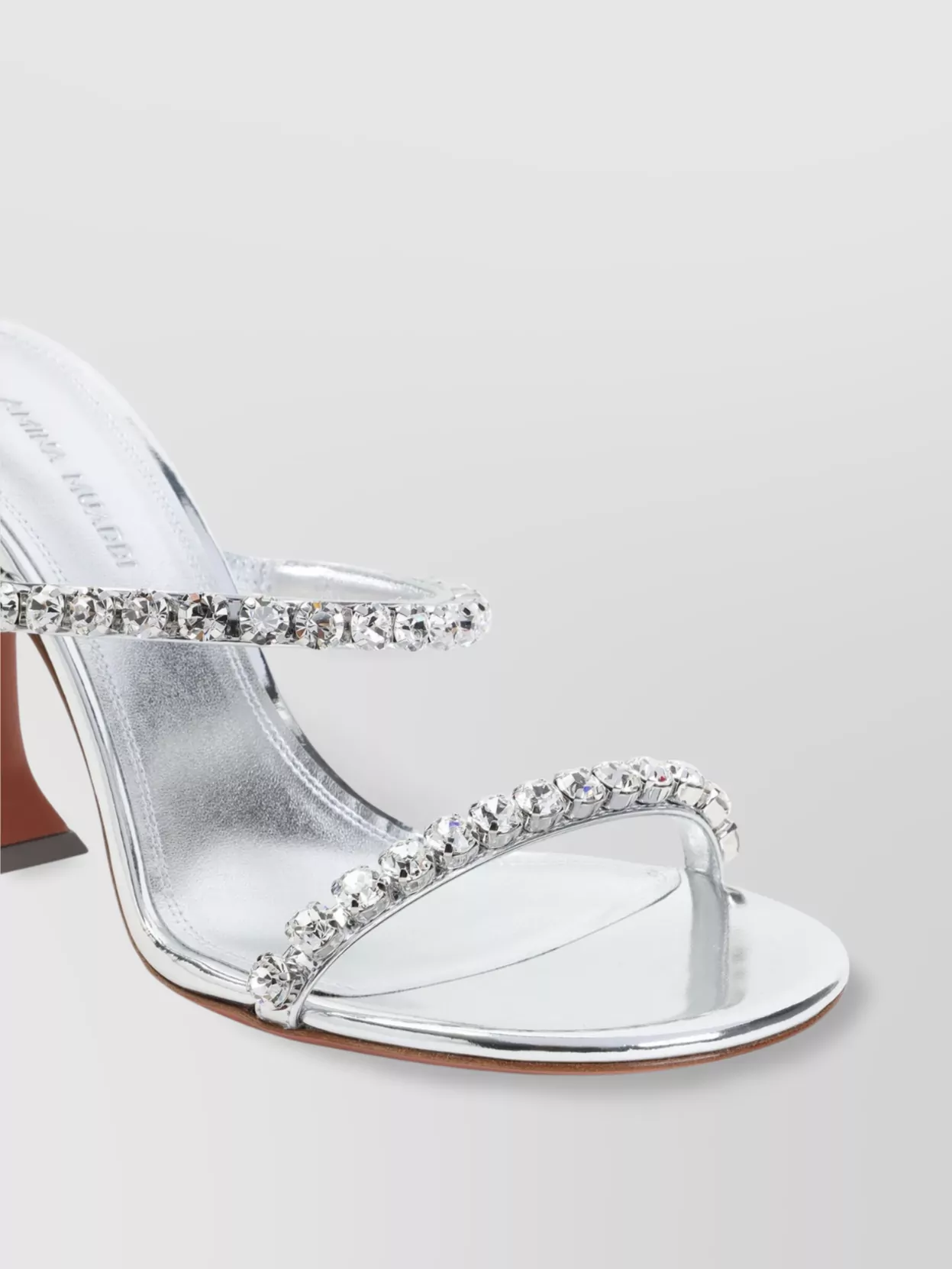 Shop Amina Muaddi Gigi 95 Crystal Strap Mules In White