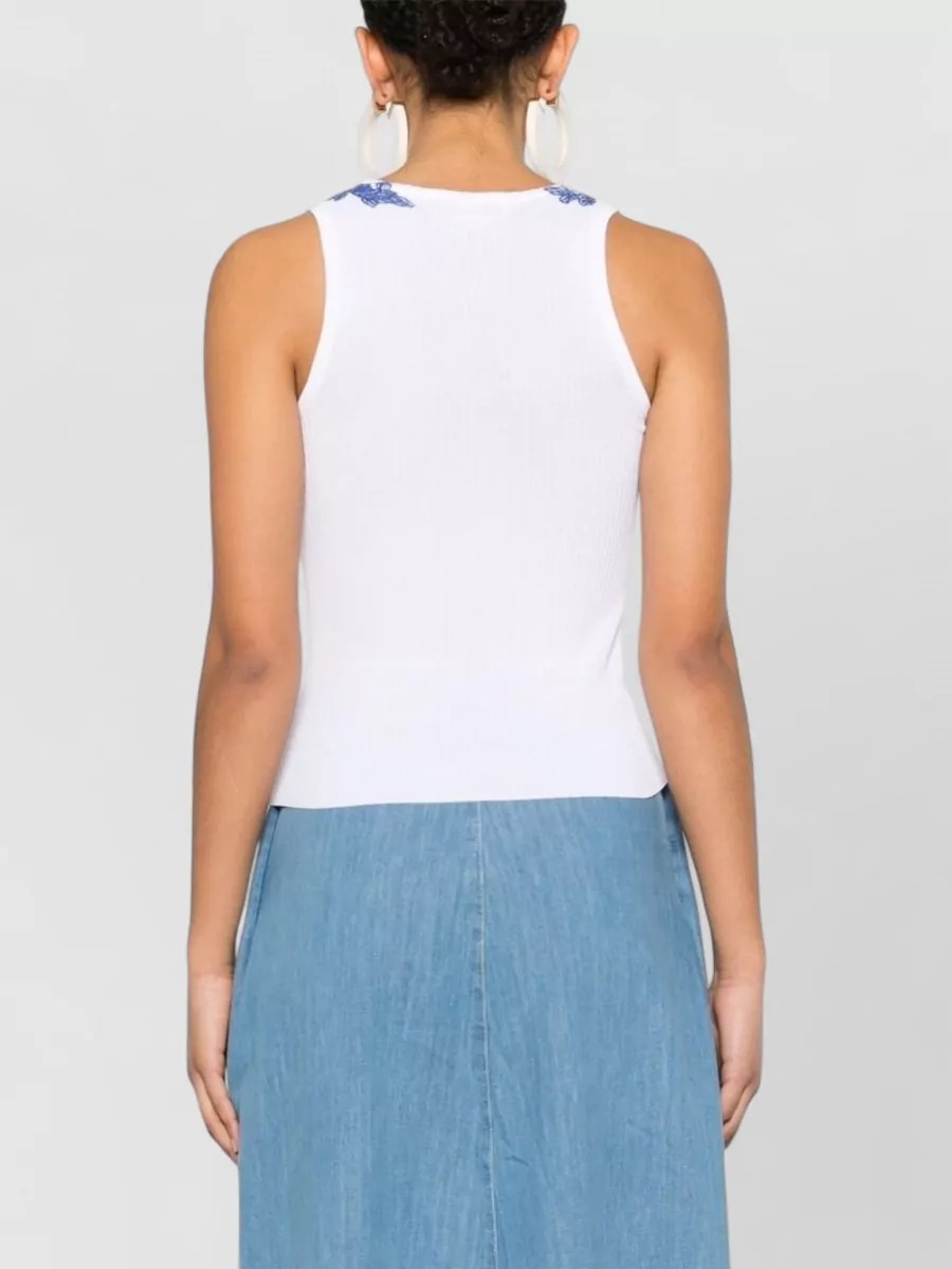 Ermanno Firenze Ribbed Scoop Neck Sleeveless Tank Top