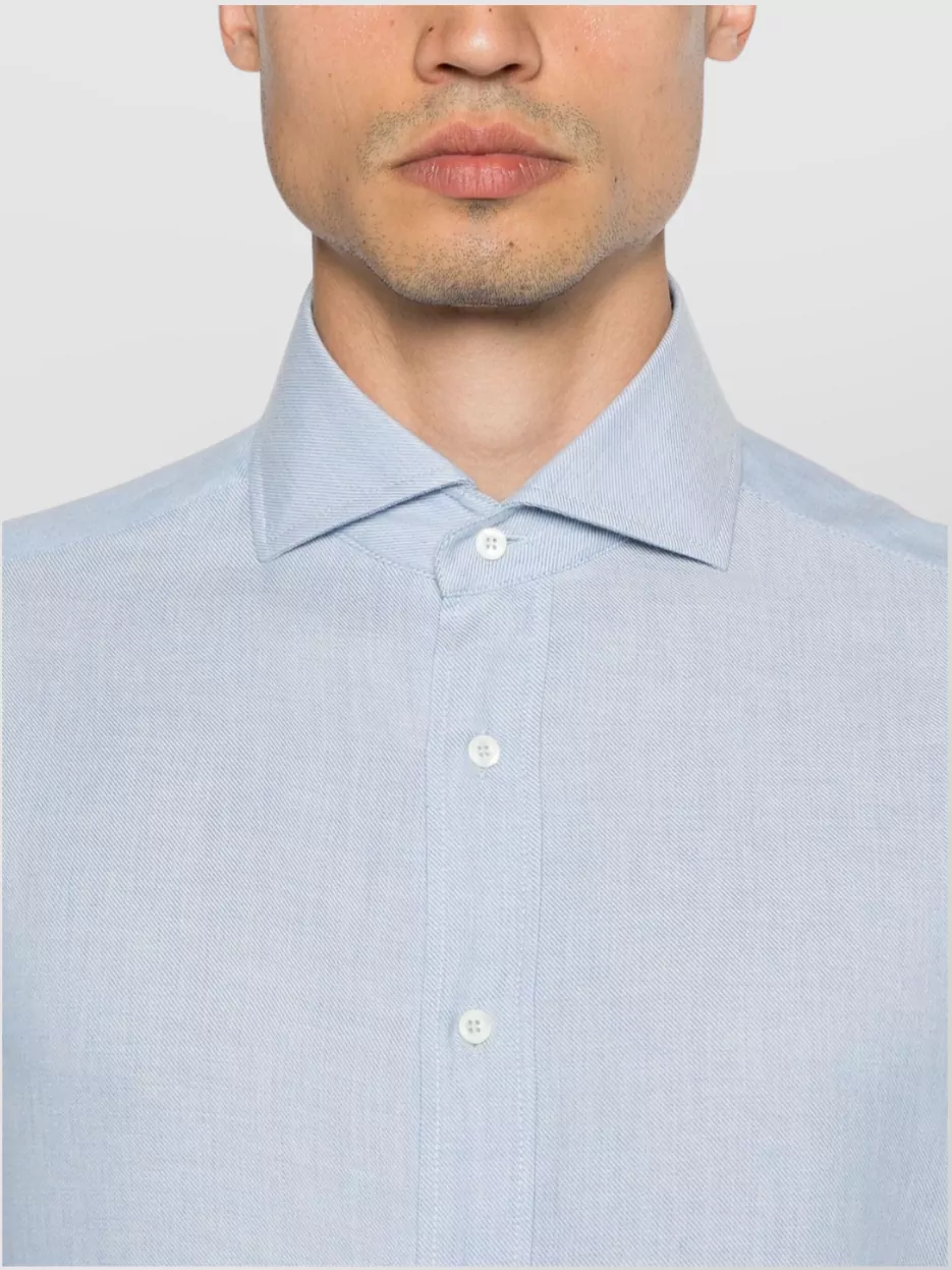 Brunello Cucinelli Shirt With Cannon Pleat Detail And Curved Hem