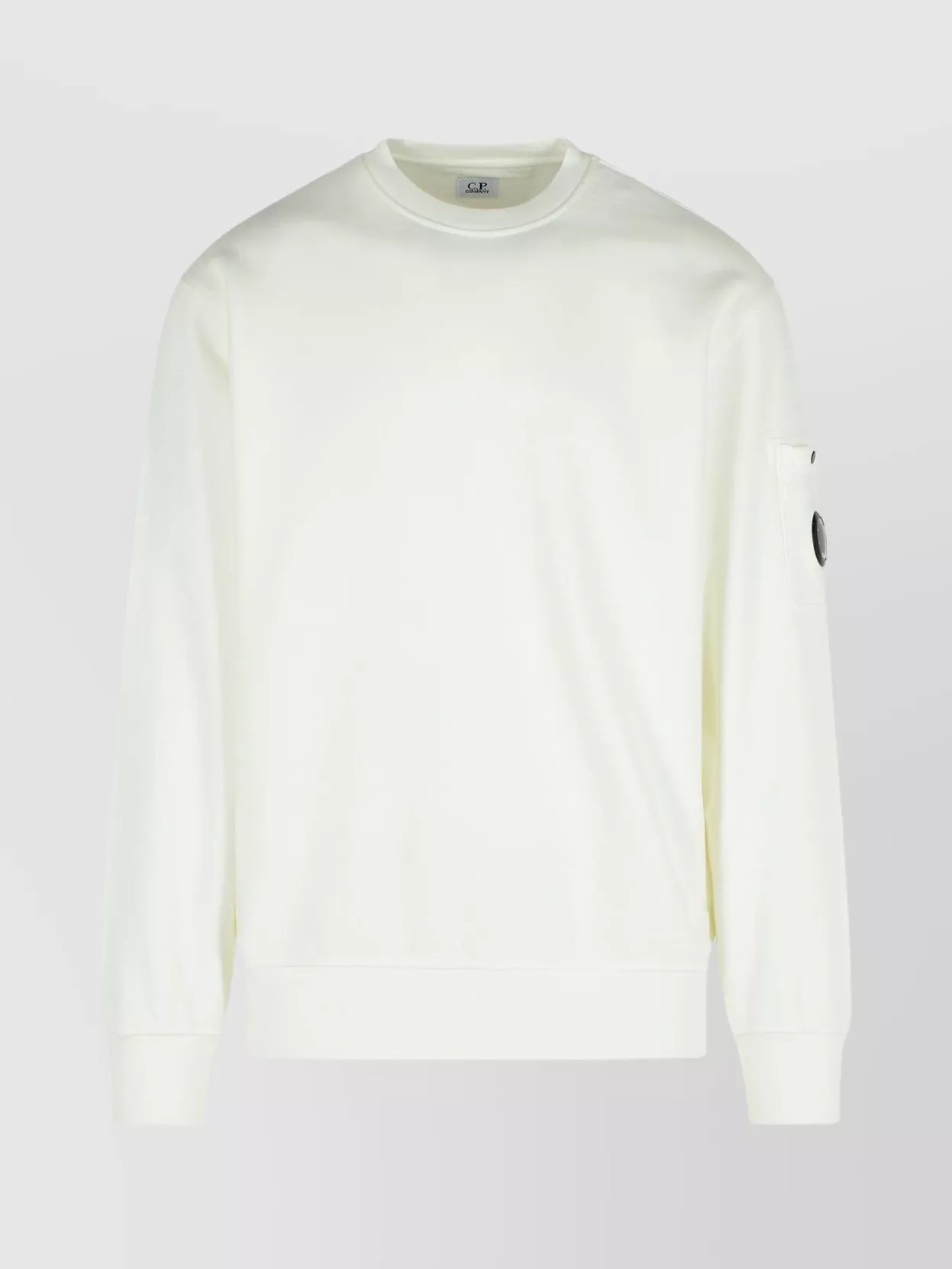 C.p. Company Pocket-patch Crew Neck Sweatshirt In White