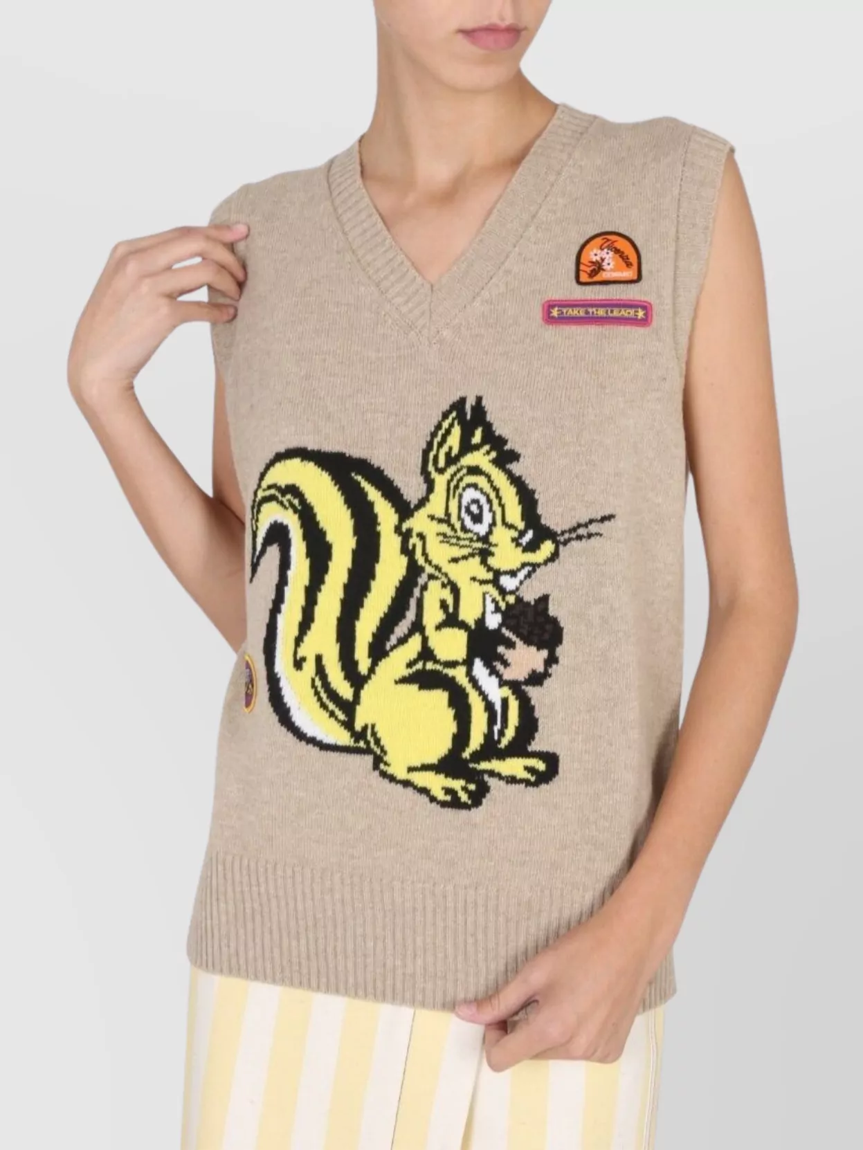 Shop Cormio Graphic Patch Sleeveless V-neck Vest