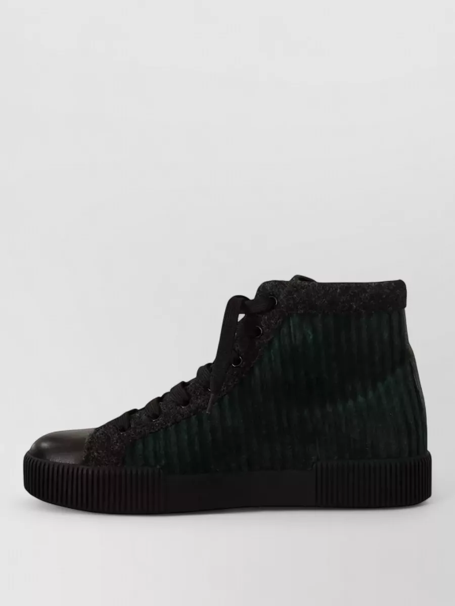 Dolce&Gabbana Leather Corduroy High-Top Sneakers