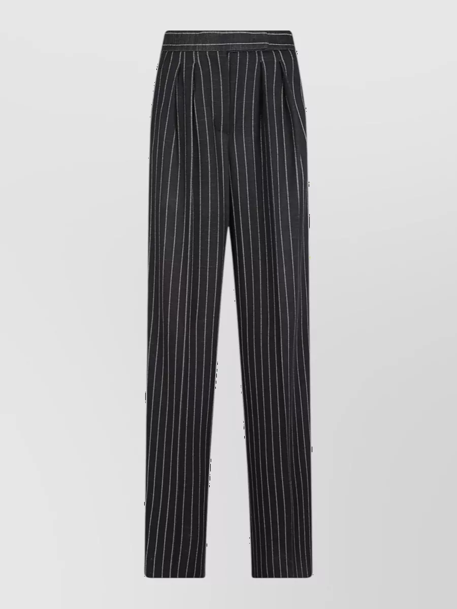 Max Mara pinstriped high-rise pleated wide-leg trousers