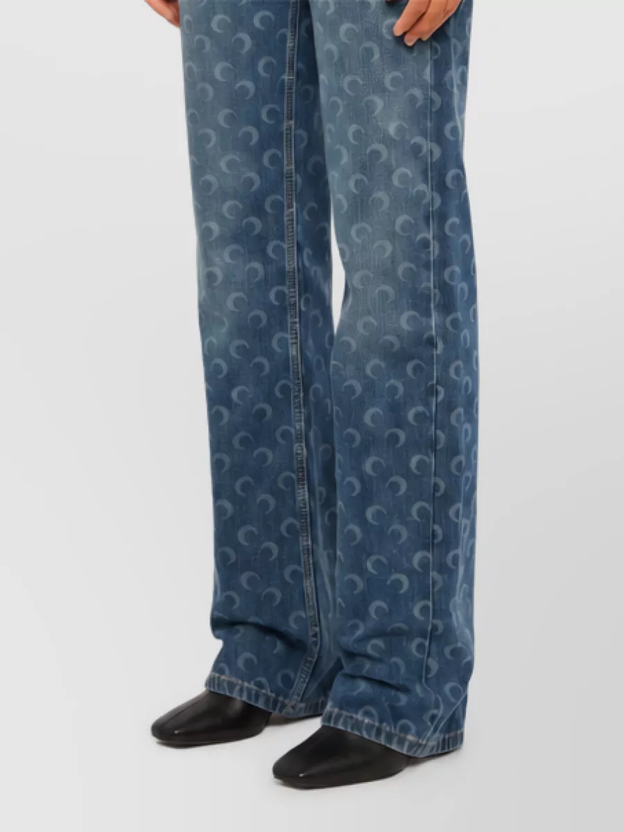 Marine Serre Denim Mid-Rise Straight-Leg Jeans