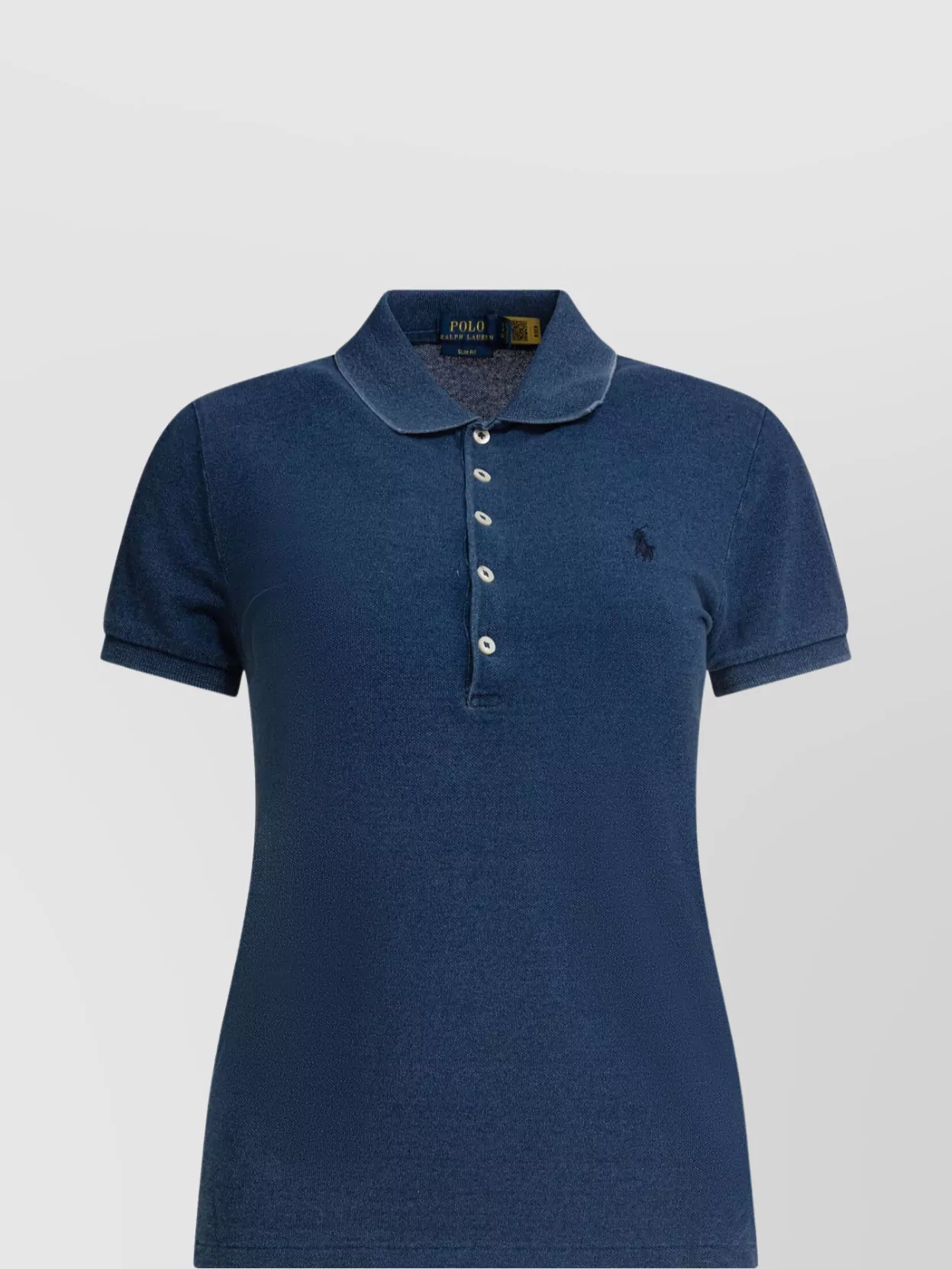 Polo Ralph Lauren Ribbed Collar Short Sleeves Tops In Blue