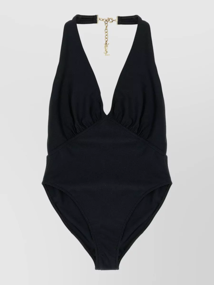 Saint Laurent Halterneck backless one-piece swimsuit