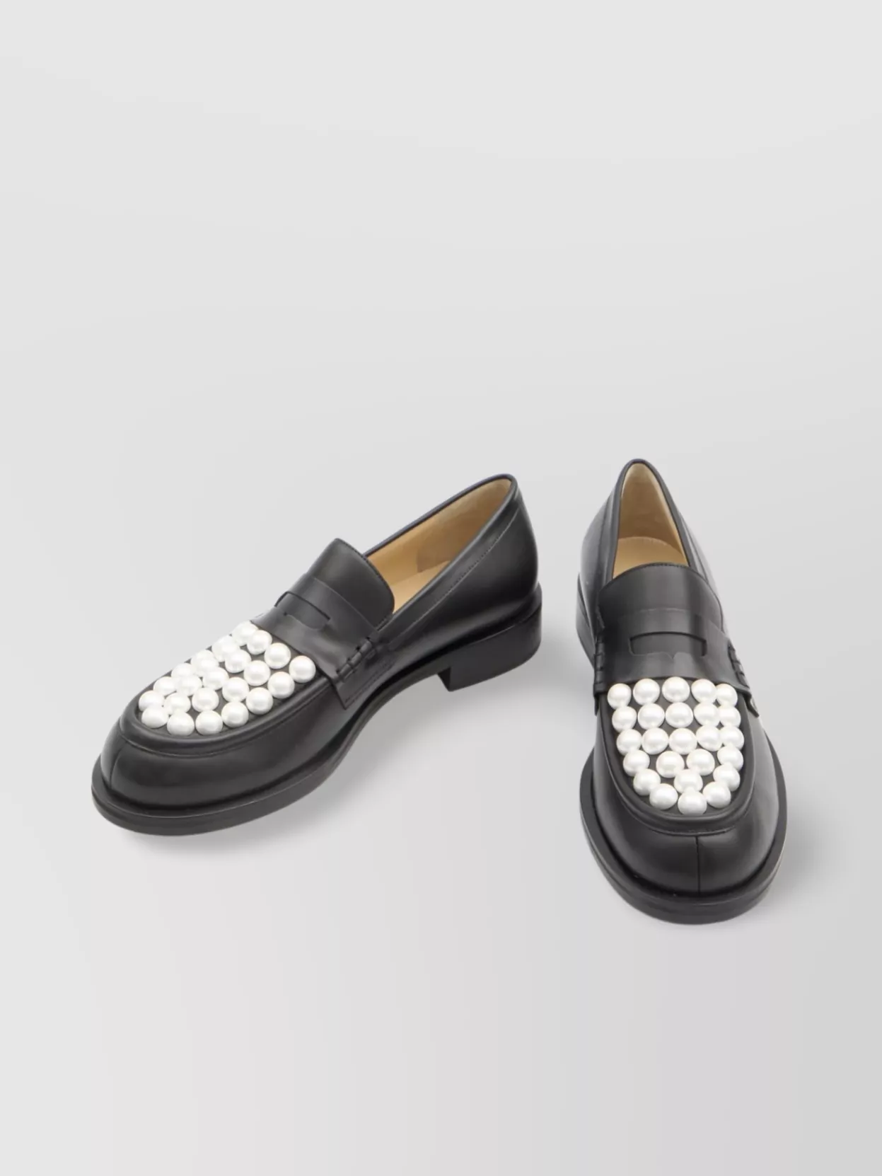 Mach&mach Pearl Embellished Leather Loafers