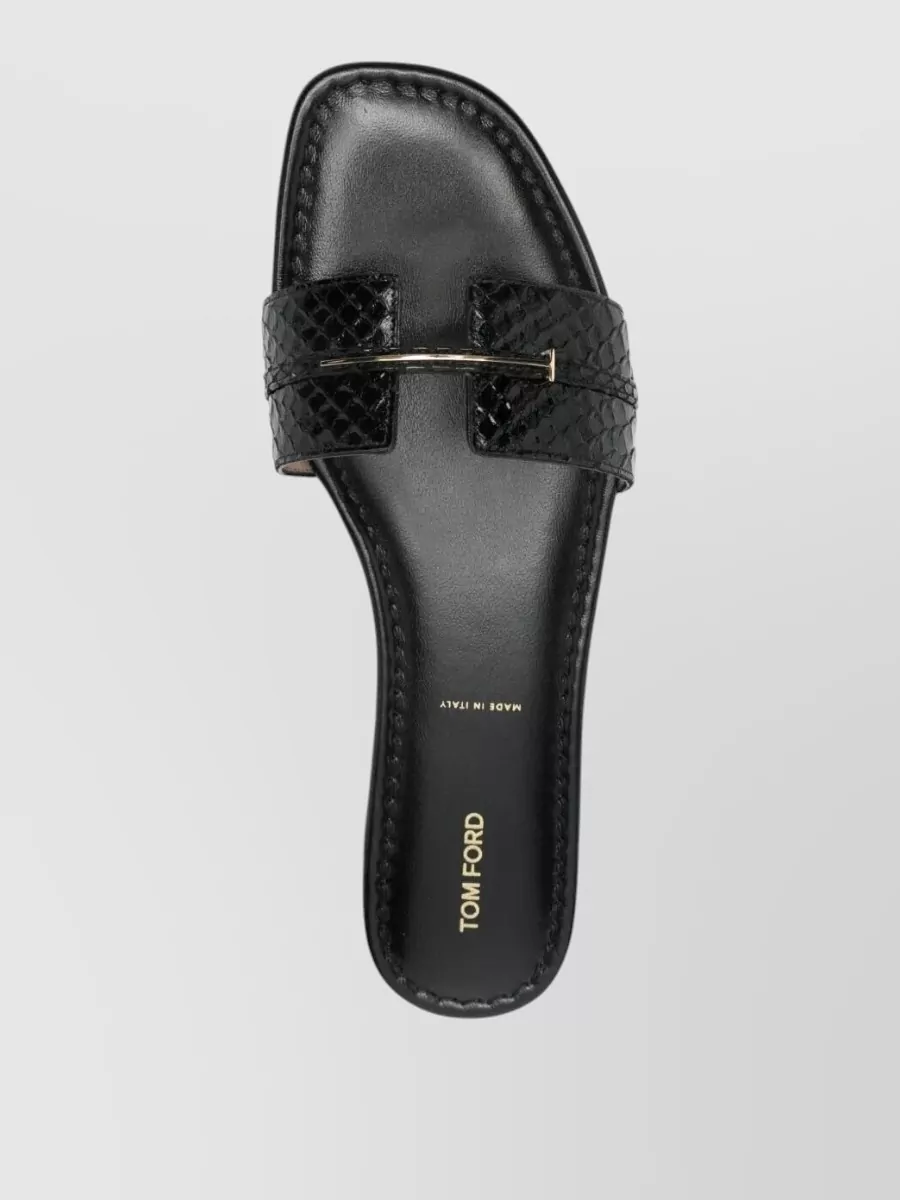 Tom Ford Python Effect Leather Flat Sandals