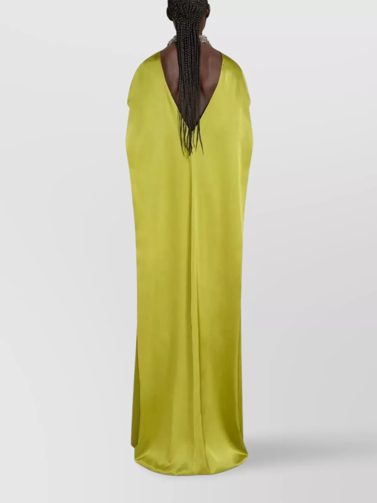 Dries Van Noten Long Silk Dress Cape Sleeves