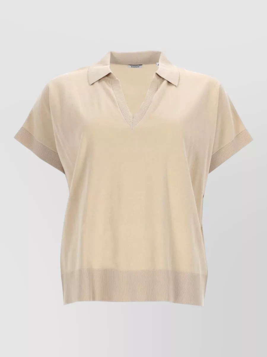 Aspesi Cotton Polo Collar Knitted Top