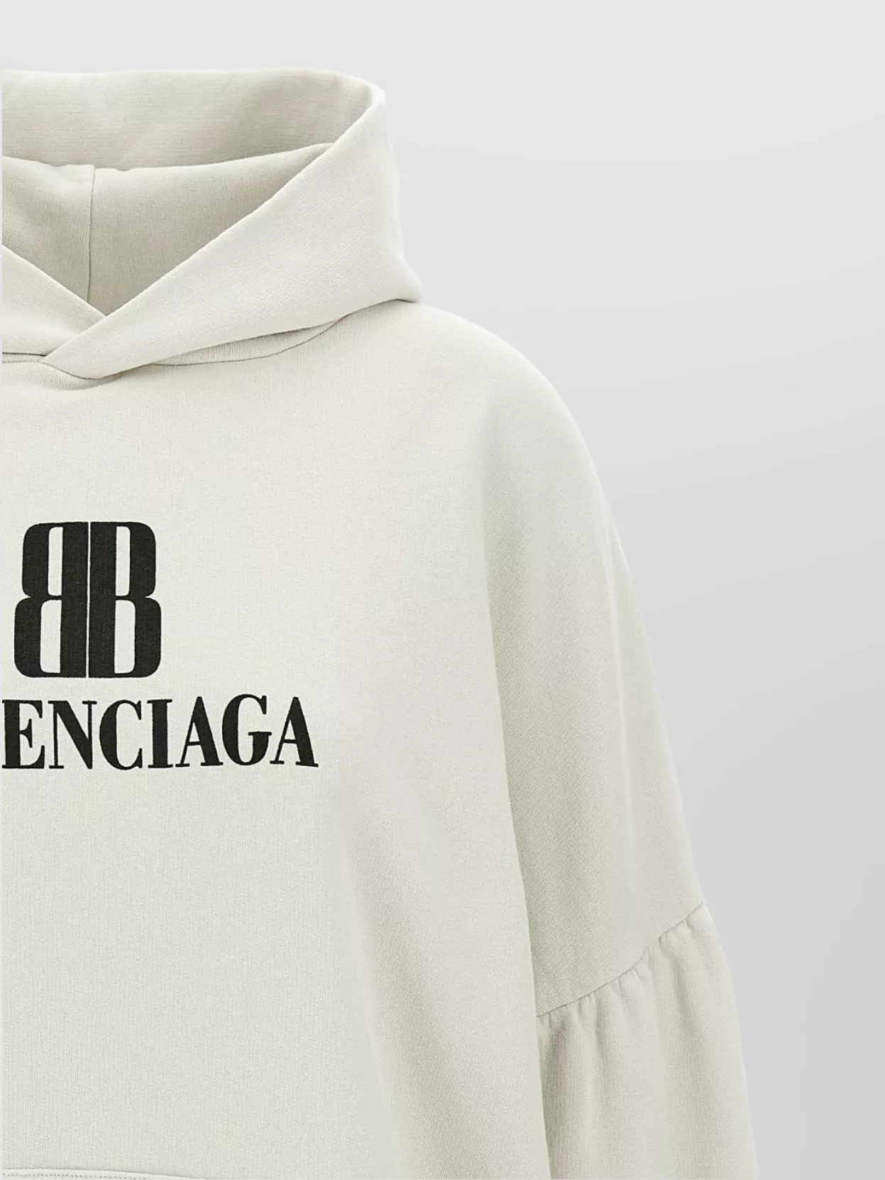 Balenciaga Logo Cropped Hoodie With Dropped Shoulders