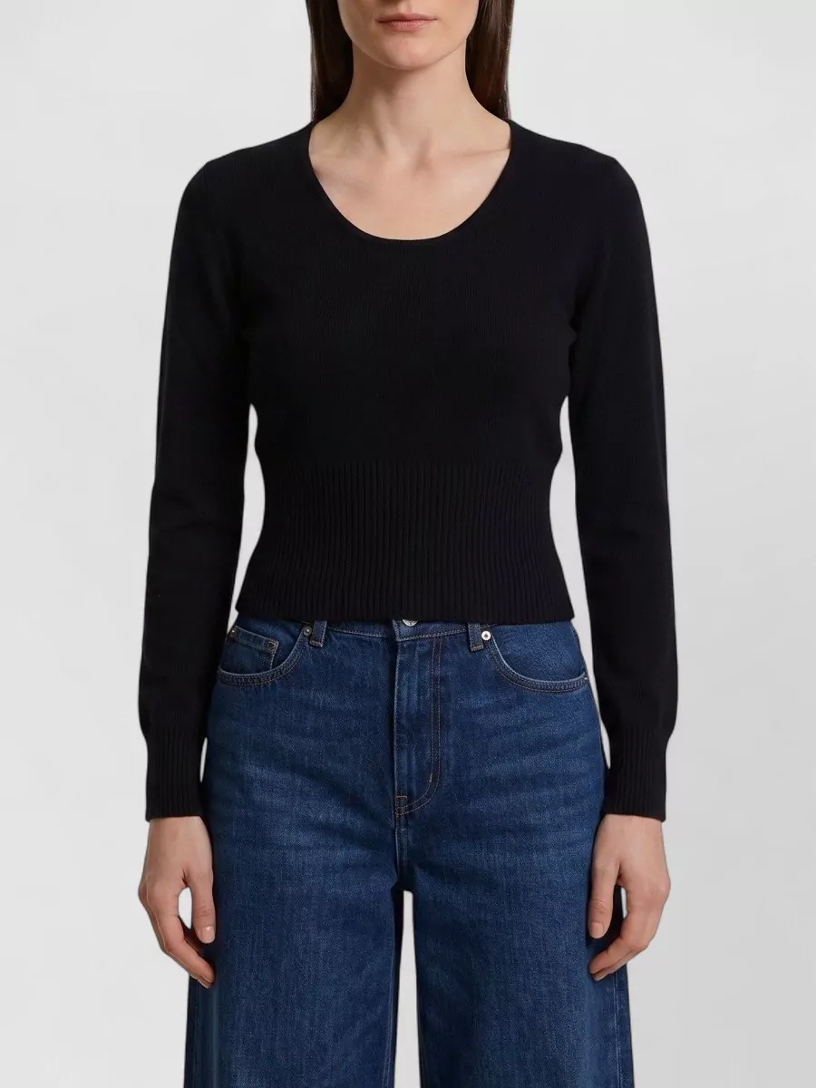 Max Mara cashmere wool ribbed hem crewneck sweater