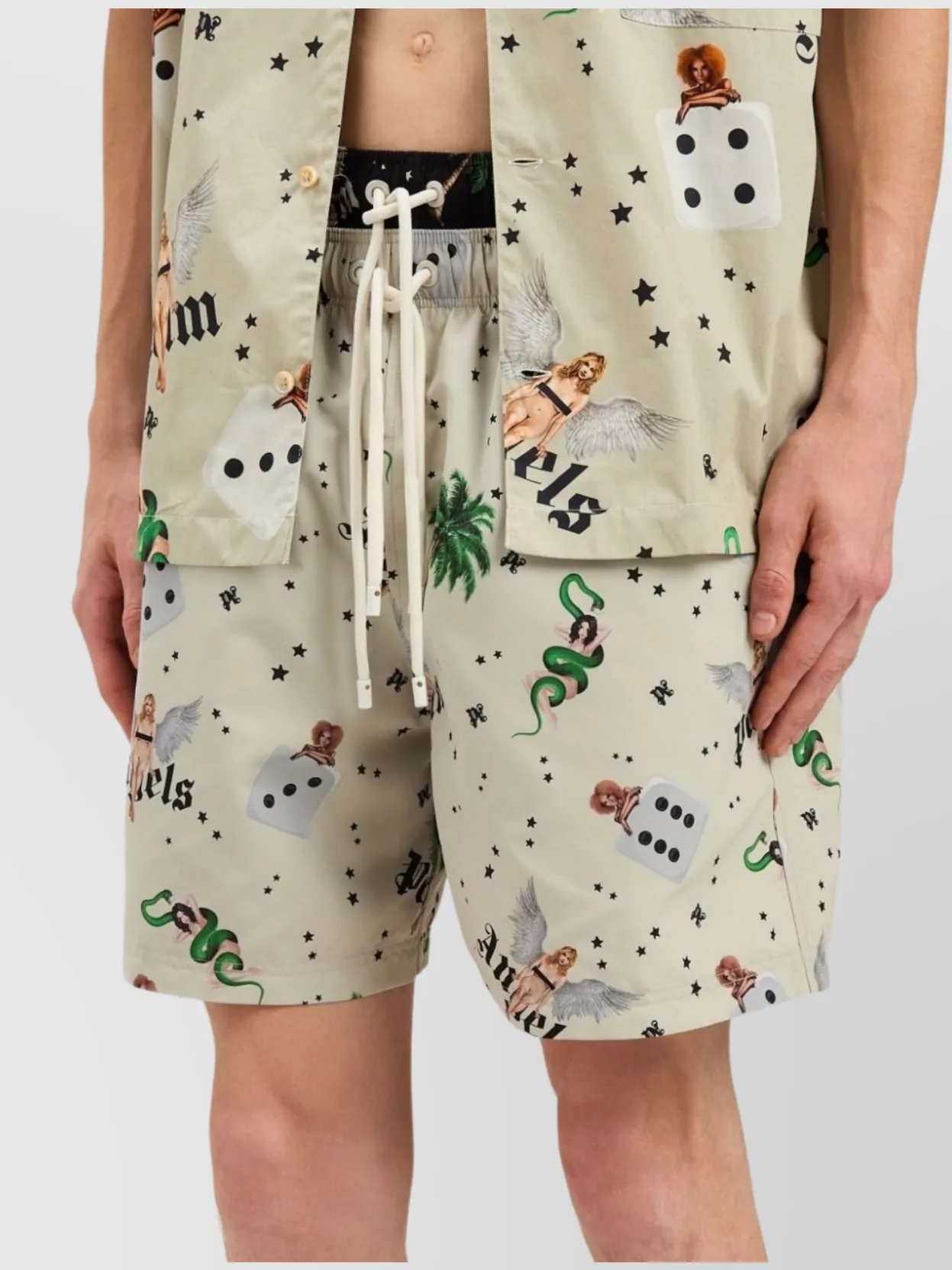 Palm Angels Printed Swim Trunks With Side And Back Pockets
