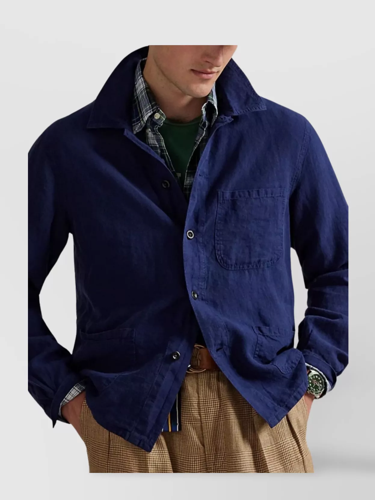 Ralph Lauren Collared Long Sleeve Jacket Featuring Pockets