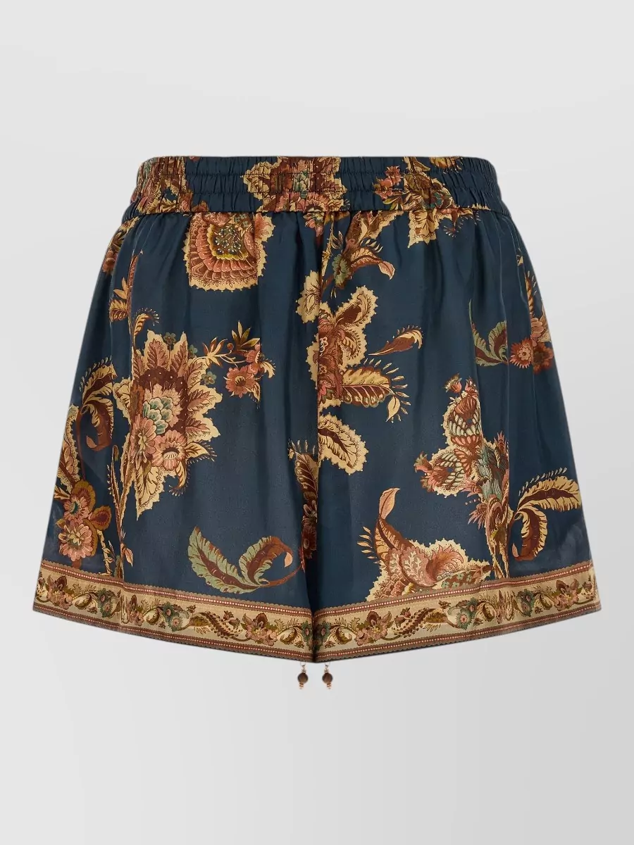 Zimmermann Silk high-rise wide-leg printed shorts