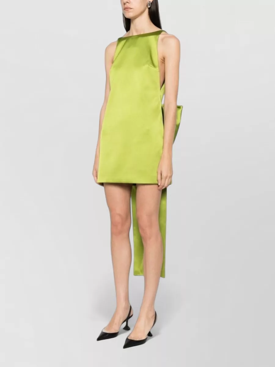 Self-Portrait Satin Sleeveless Boat Neck Mini Dress